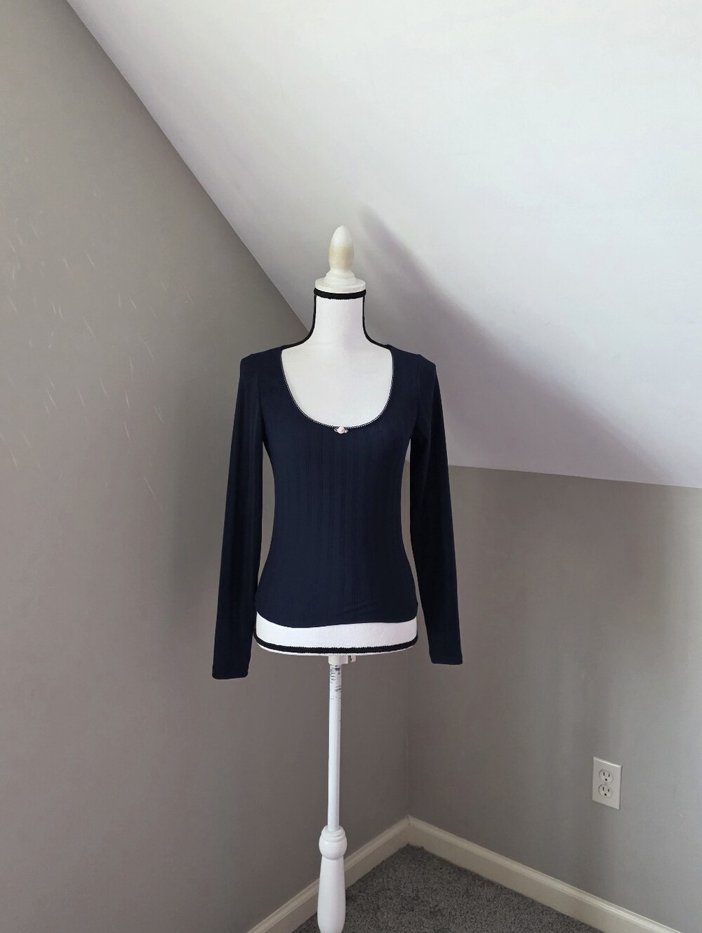 Hollister Womens Pointelle Scoop Neck Top